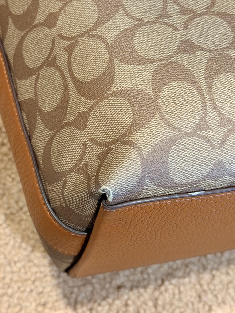 COACH Pennie Shoulder Bag in Signature Canvas Khaki Saddle C2819 - Picture 9 of 16